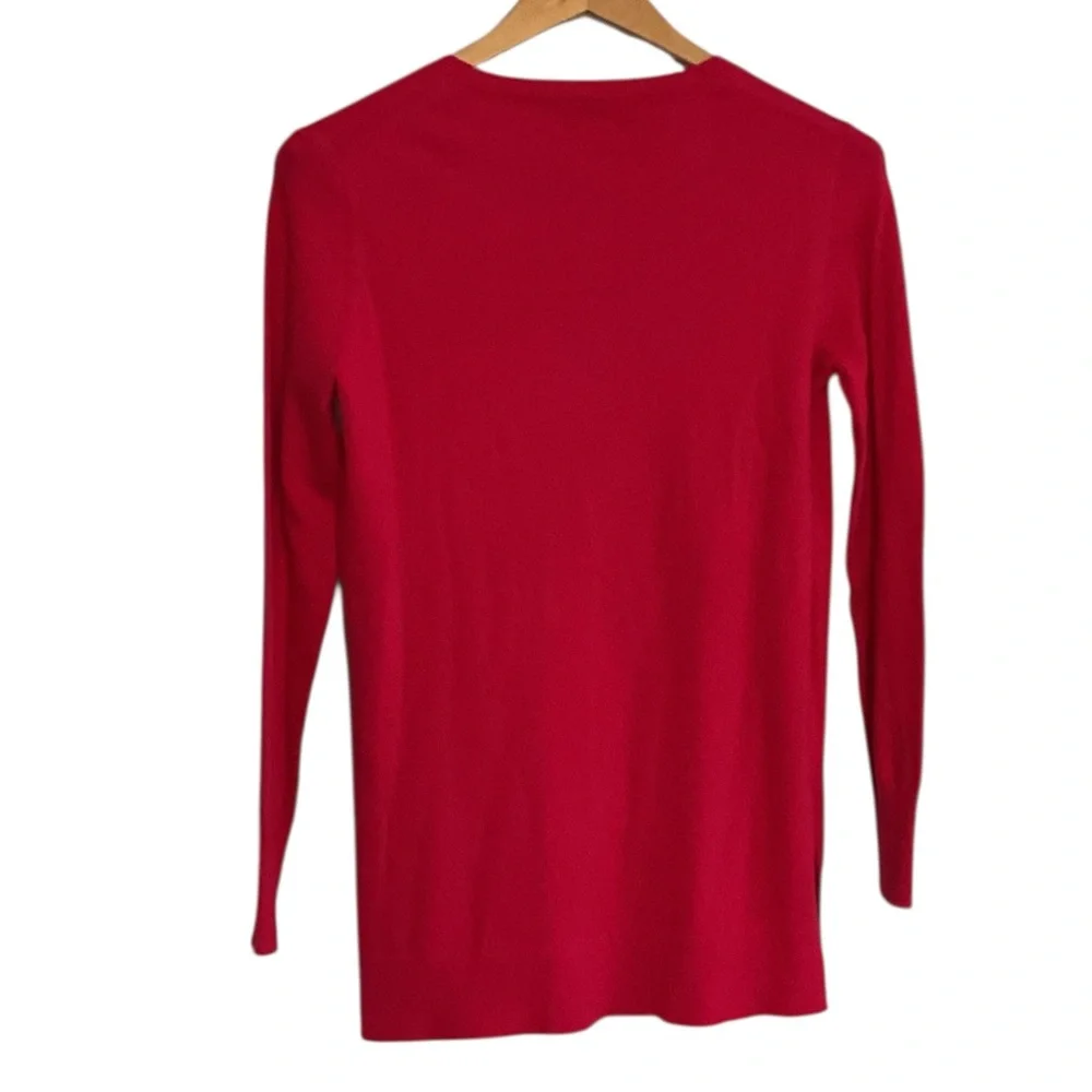 NWT J. Crew Vibrant Red Long‎ Sleeve V-Neck Top size XS